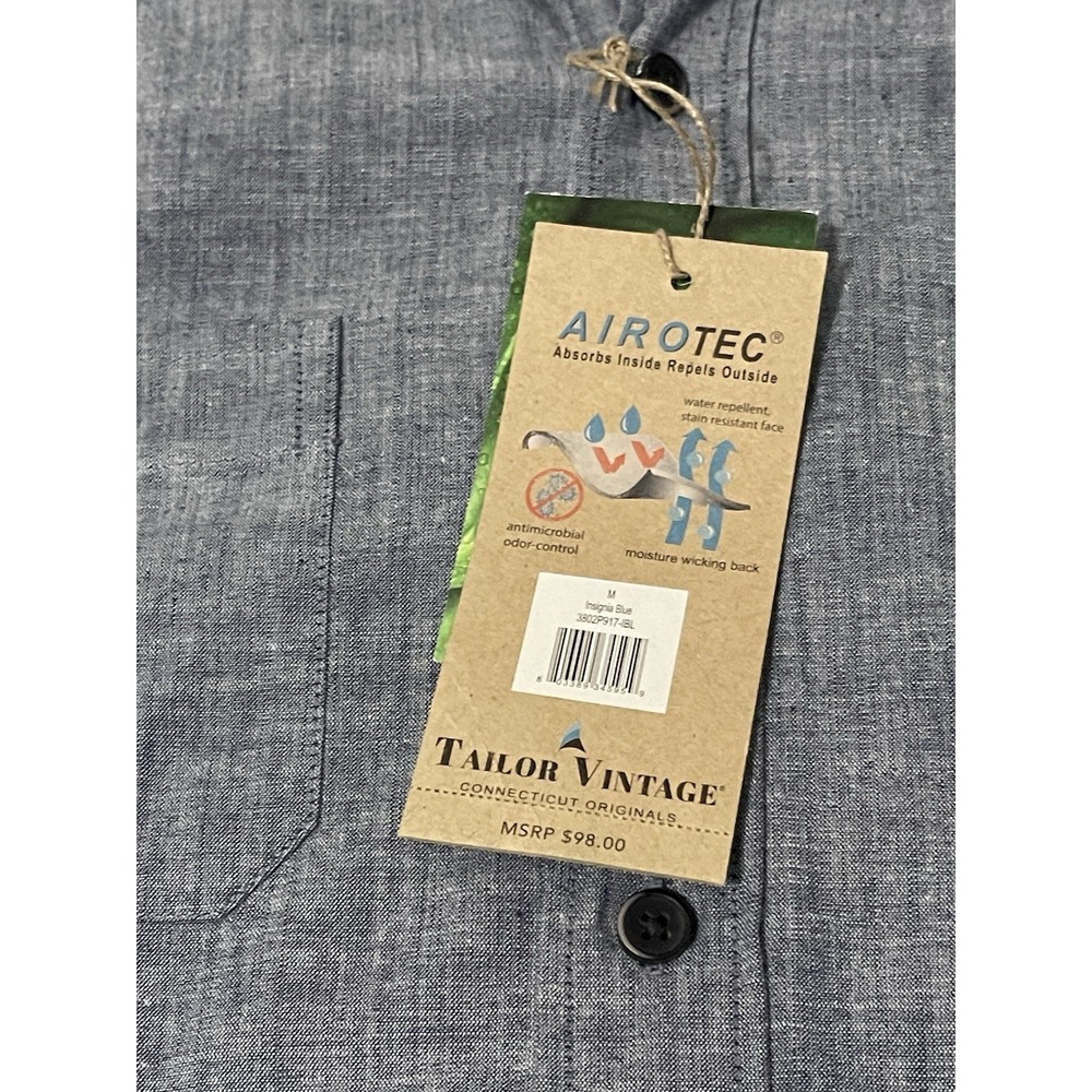Tailor Vintage M Medium Luxe Performance Insignia Blue Button Down Long Sleeve - Picture 3 of 6